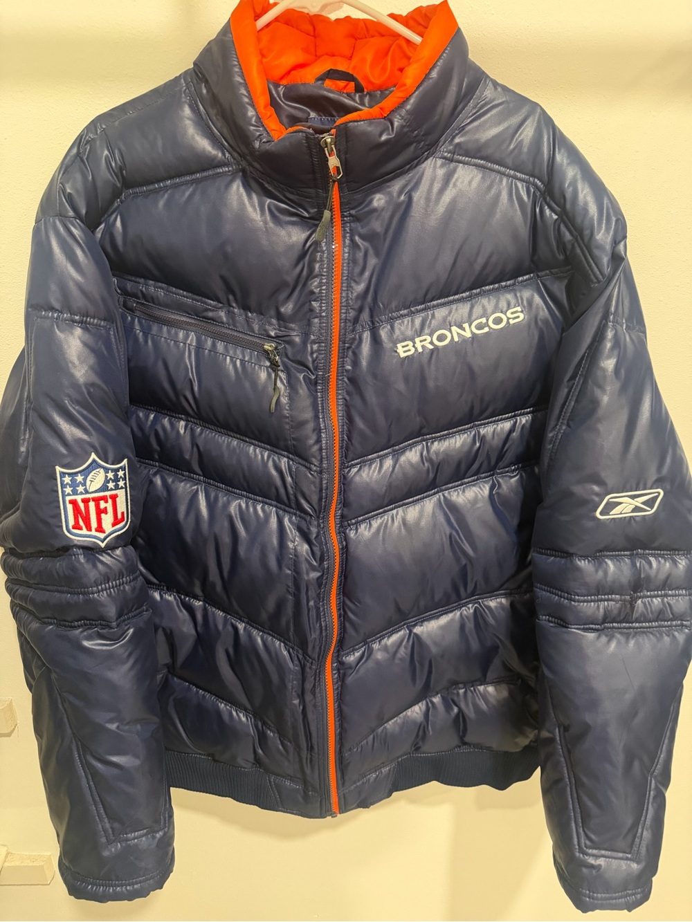 Reebok Broncos Navy & Orange Puffer Jacket